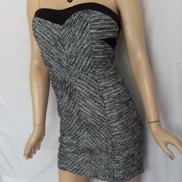 Nwt Anthropologie By Adelyn Rae Gray/Black Strapless Dress Sz S Very CHIC! - Picture 5 of 9